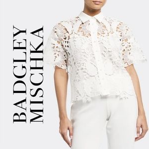 Badgley Mischka- Guipure Lace Blouse - Size S